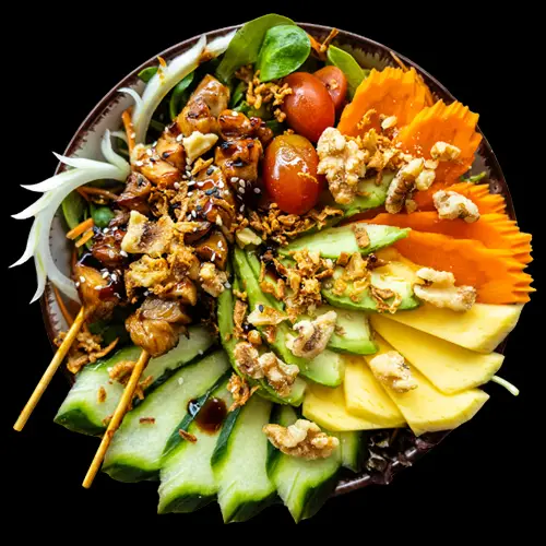 102. Salat mit Yakitori Spieße